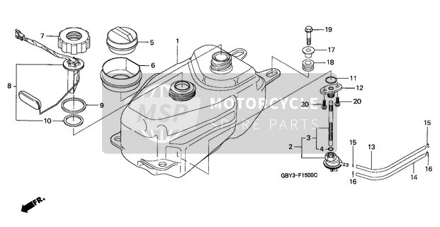 Honda SH50 1999 Benzinetank voor een 1999 Honda SH50